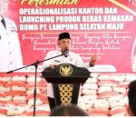 Bupati Lamsel Nanang Ermanto Lounching Beras Kemasan Milik BUMD Lamsel